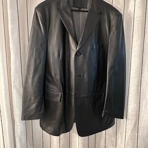Stafford Black Leather Blazer